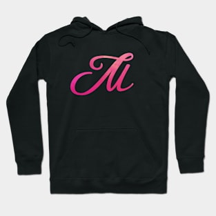 Letter M Monogram, Pink Color Personalized Design Hoodie